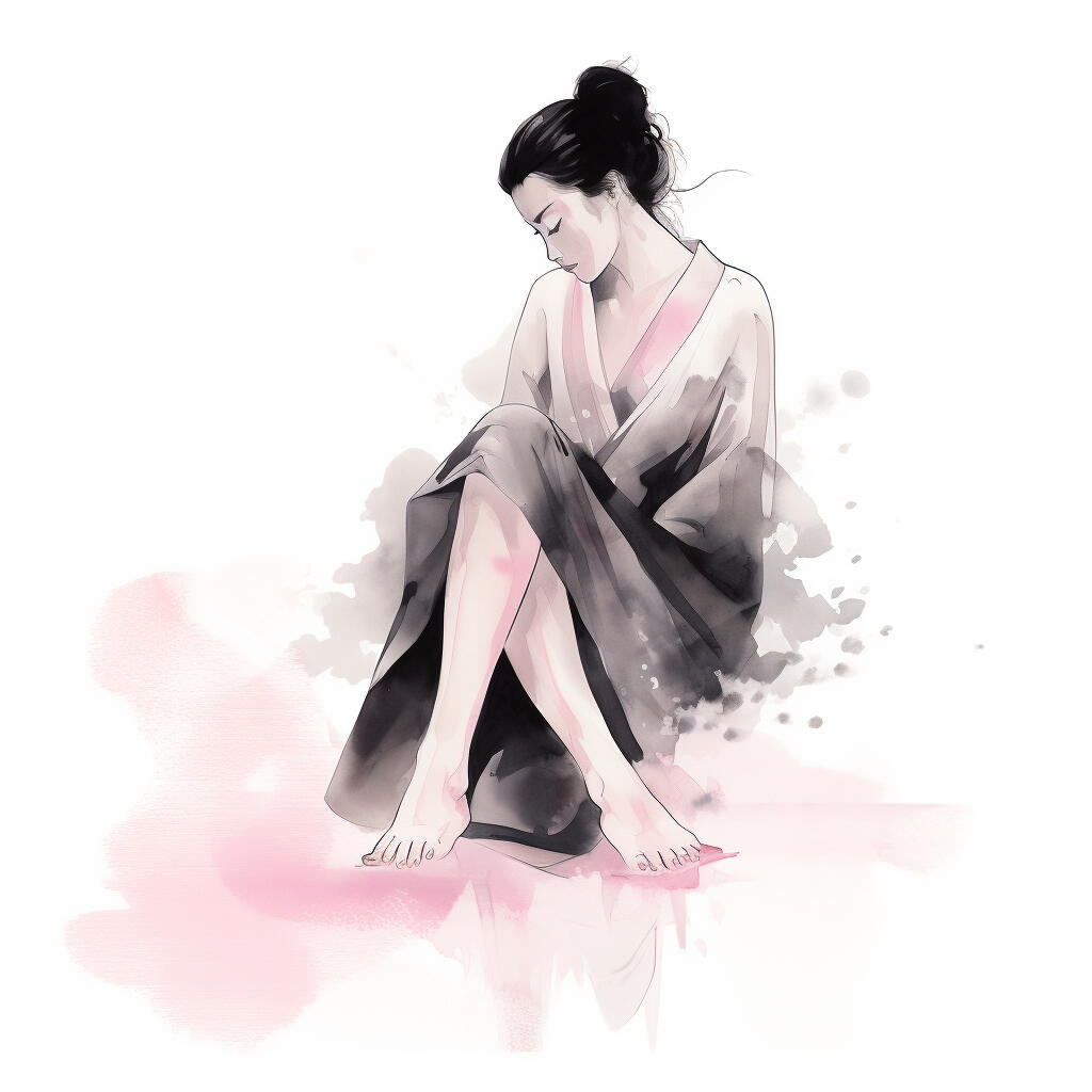 Yume_soins_esthetiques_epilation_a_la_cire_minimalist_ink_and_wash_artwork_featuring_two_legs_of_a_woman